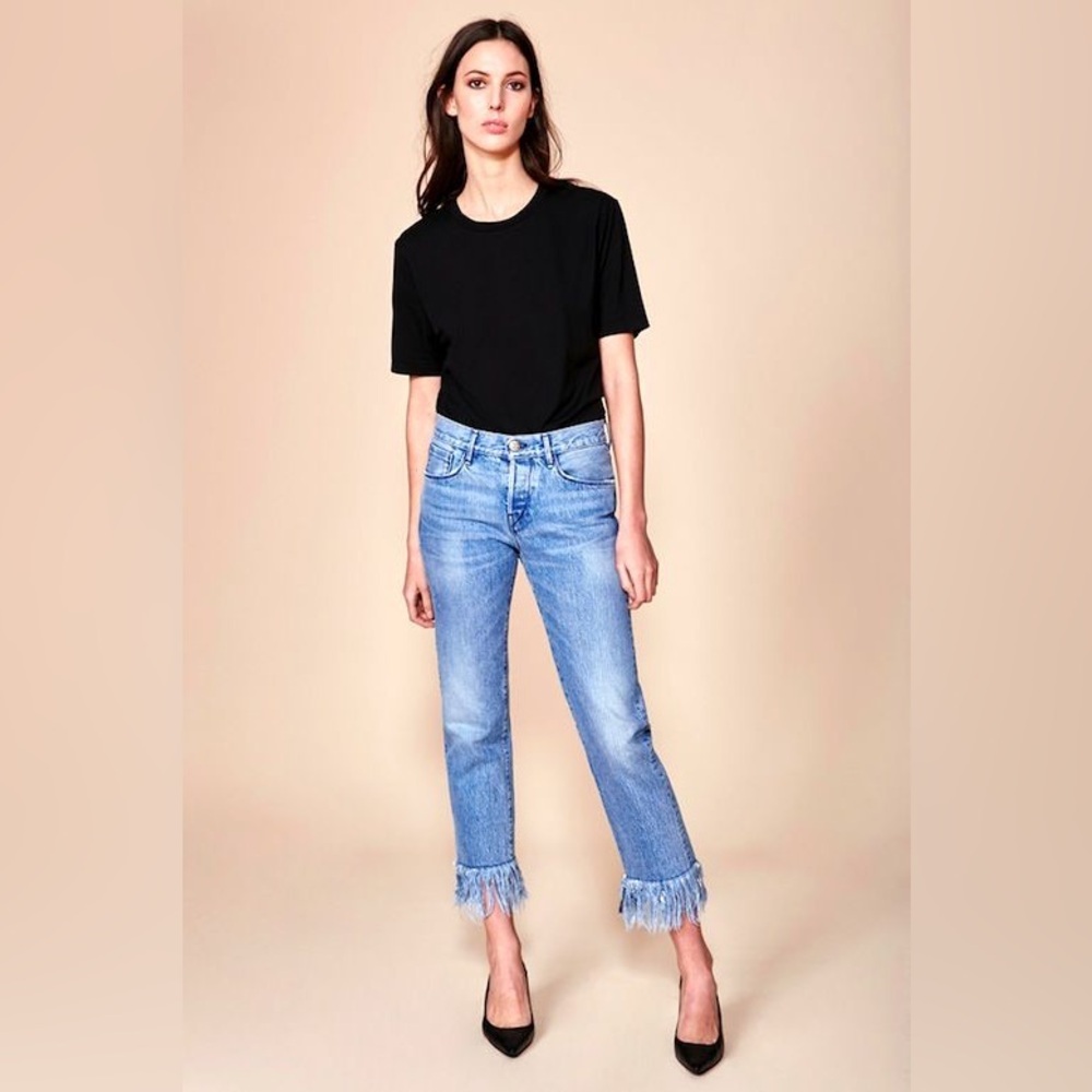 TOPSHOP DREE Light Blue Fringe Hem Jeans